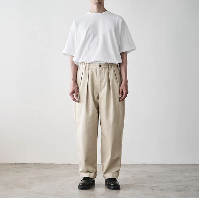 素敵な TapWater Cotton Chino Tuck Trousers チノパン - www