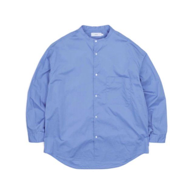 Broad L/S Oversized Band Collar Shirt / BLUE - F