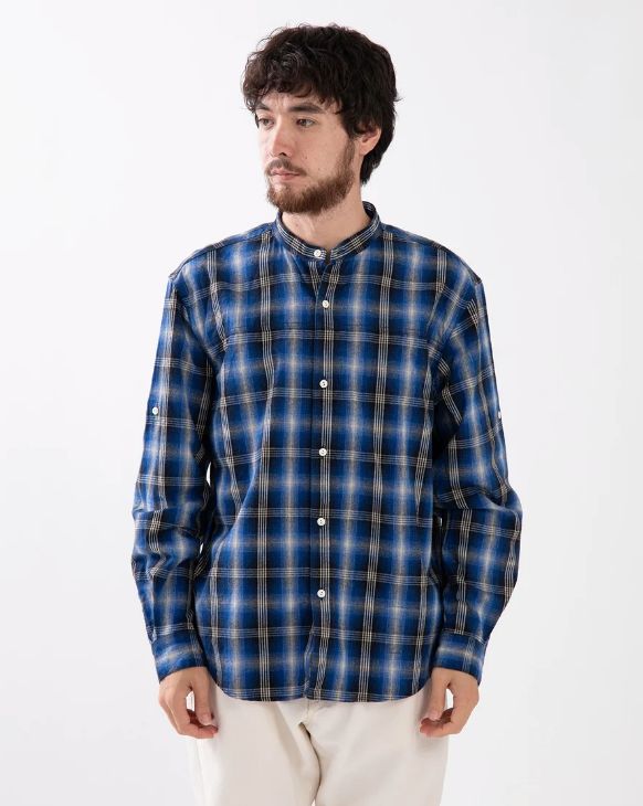 Rafu × nonnative WORKER L/S SHIRT COTTON TWILL OMBRE CHECK / BLUE / チェックシャツ