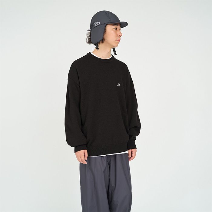 THERMAL JERSEY CREW NECK KNIT / BLACK