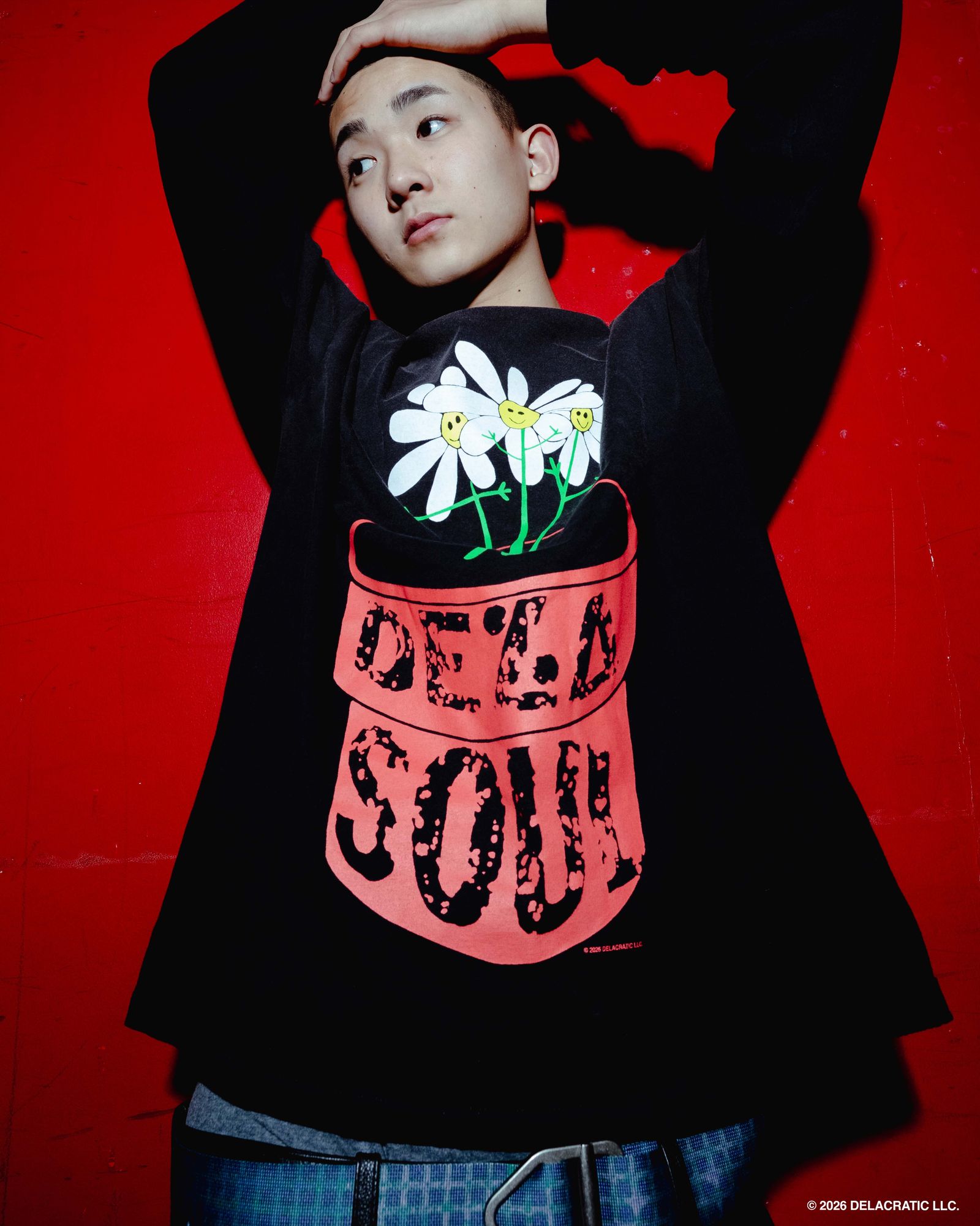 "Flower" LS TEE(xDe La Soul) / BLACK / デラソウルコラボロンティー