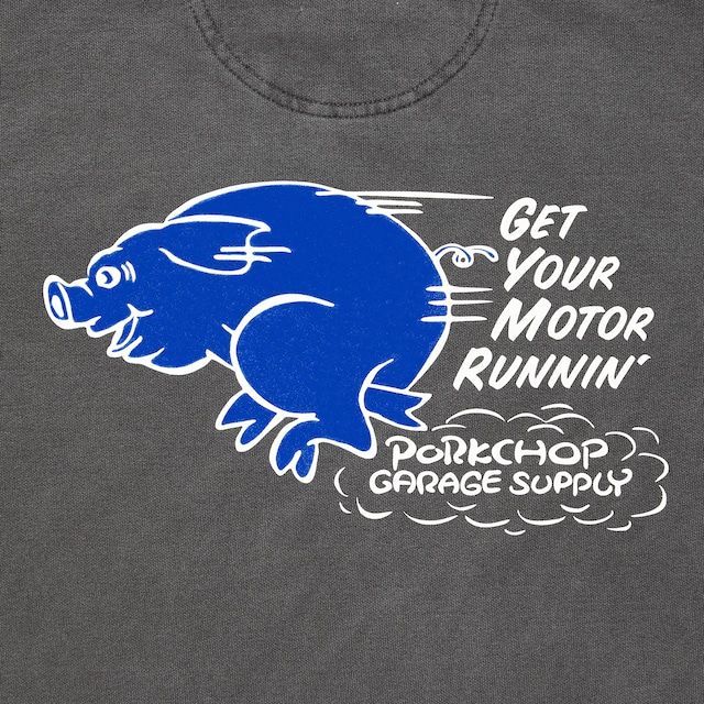 RUNNING LOGO HOODIE / ASH BLACK / プリントパーカー