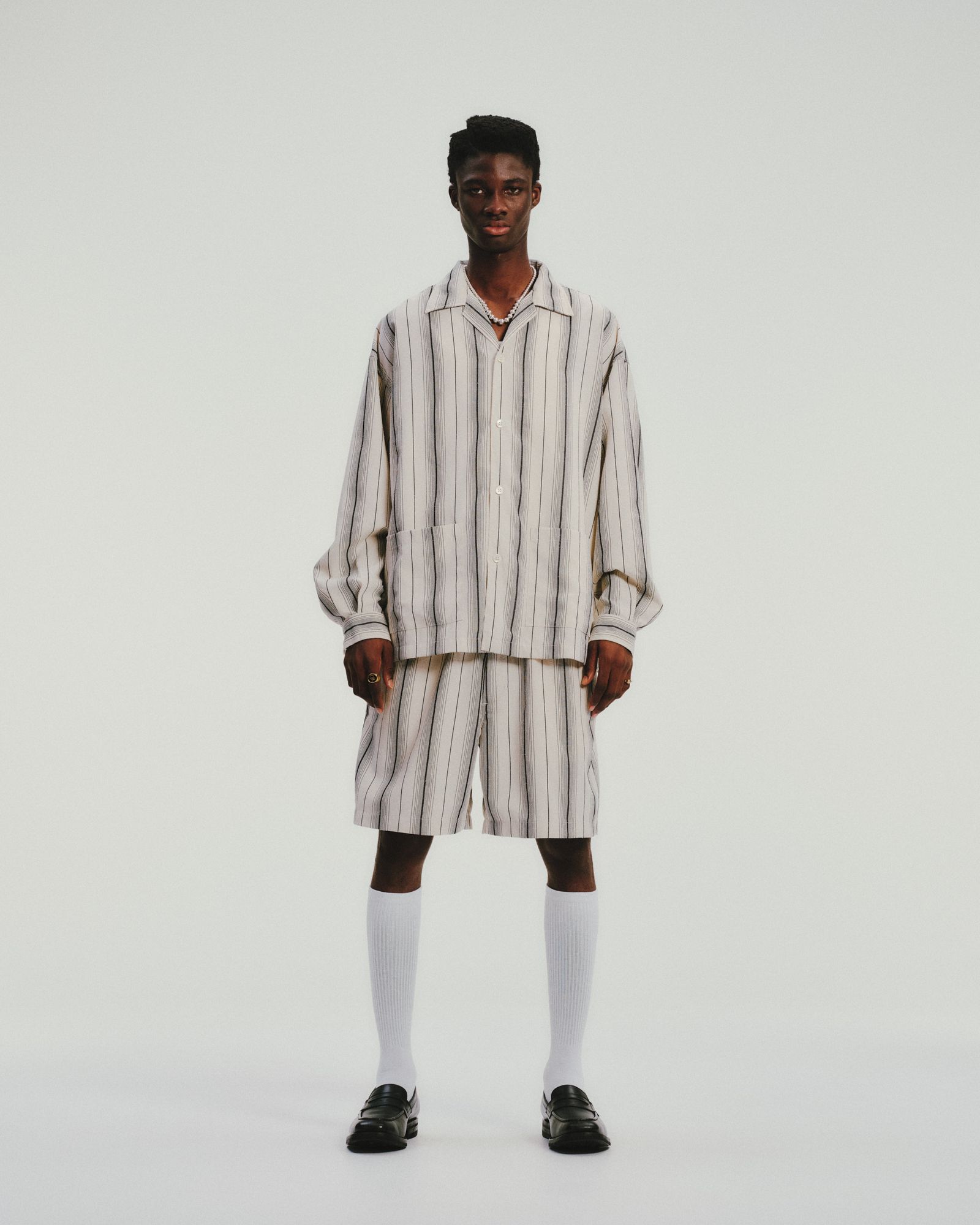 Dobby Chain Stripe L/S Cavana Shirt / IVORY / ストライプシャツ / CTE-26S413