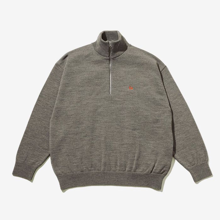 THERMAL JERSEY HALF ZIP KNIT / GRAY