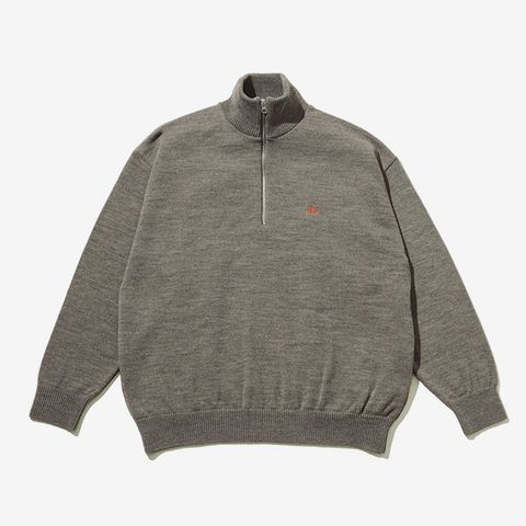THERMAL JERSEY HALF ZIP KNIT / GRAY