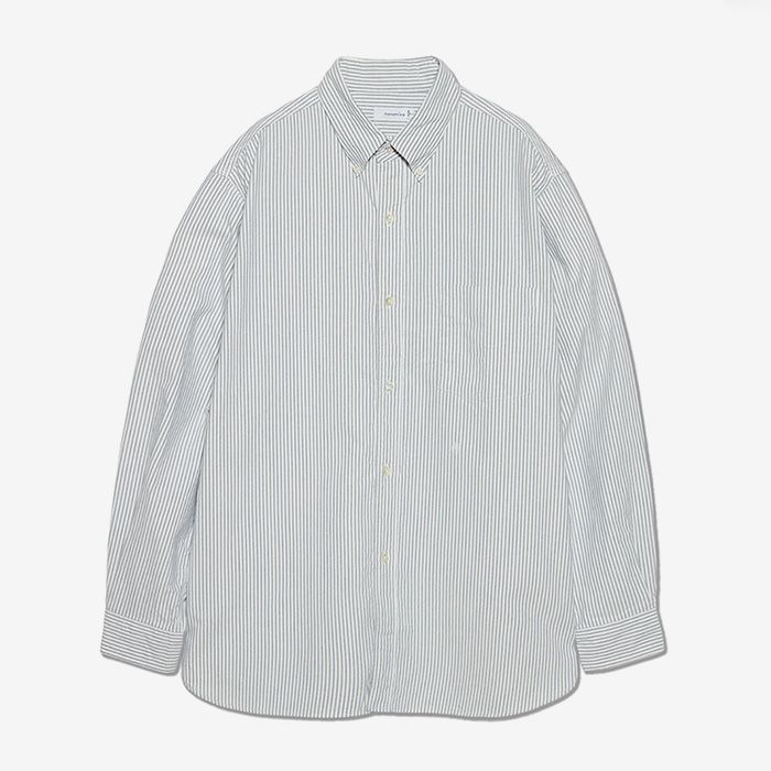 Button Down Stripe Wind Shirt /  N(Navy)