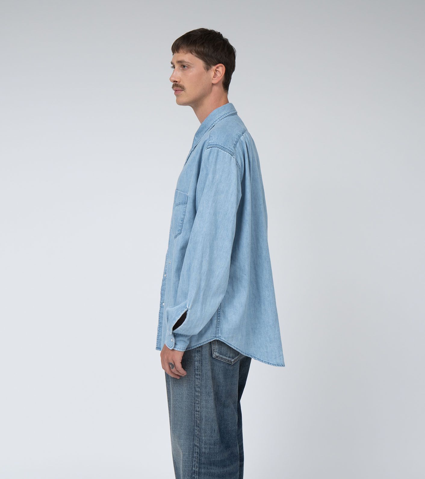 Regular Collar Light Denim Shirt / IB(Indigo Bleach)