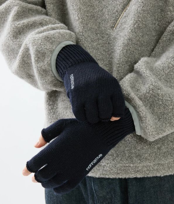 HIKER FINGERLESS GLOVES WOOL YARN / NAVY