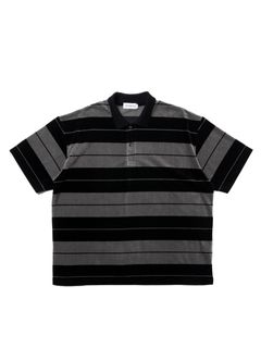Velour Border S/S Polo / BLACK /  ベロアポロシャツ