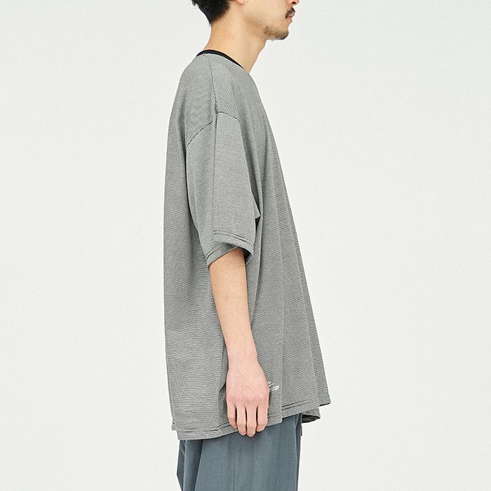 MICRO BORDER S/S TEE / WHITE × NAVY