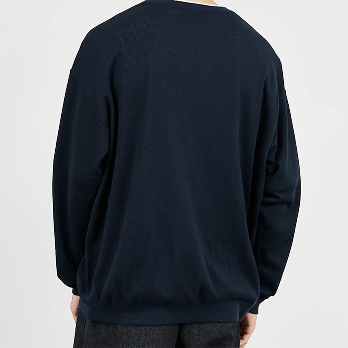 Wool Honeycomb Crew Neck Thermal  / NAVY