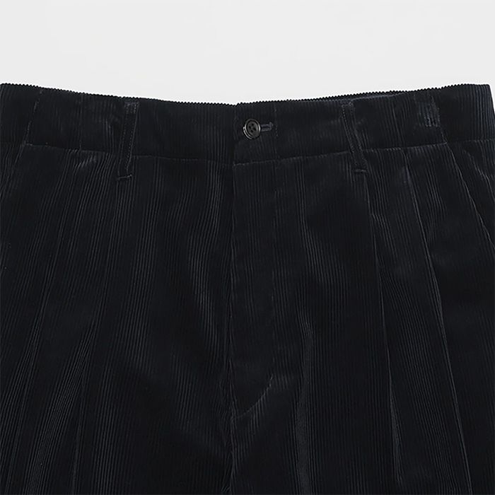 Suvin Corduroy Wide Straight Trousers / Black