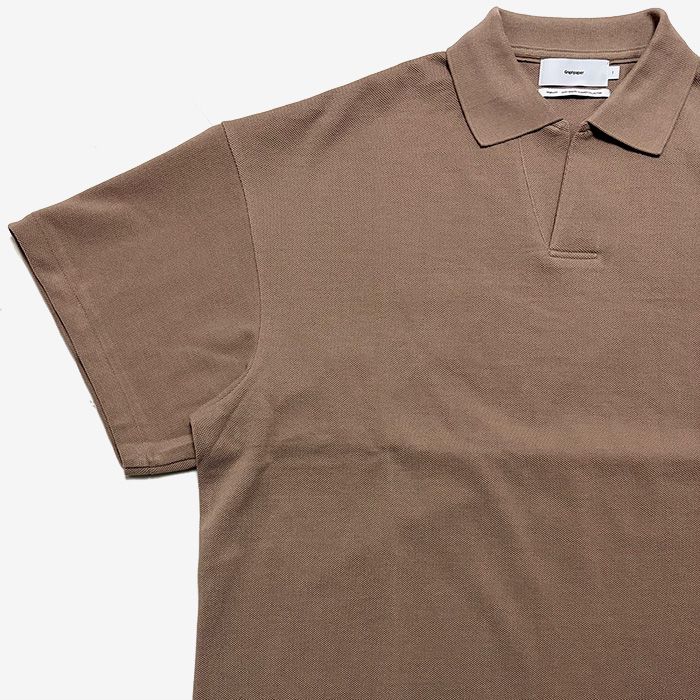 Cotton Pique Jersey S/S Skipper Polo / Taupe