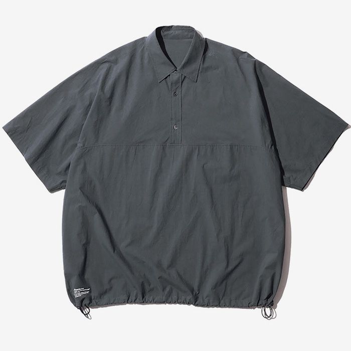 CRISP COTTON ANORAK S/S SHIRT / GRAY