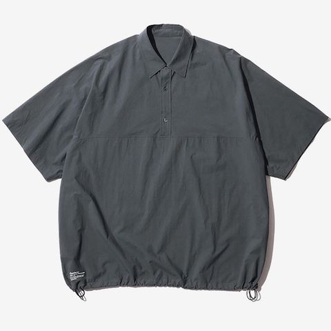 CRISP COTTON ANORAK S/S SHIRT / GRAY