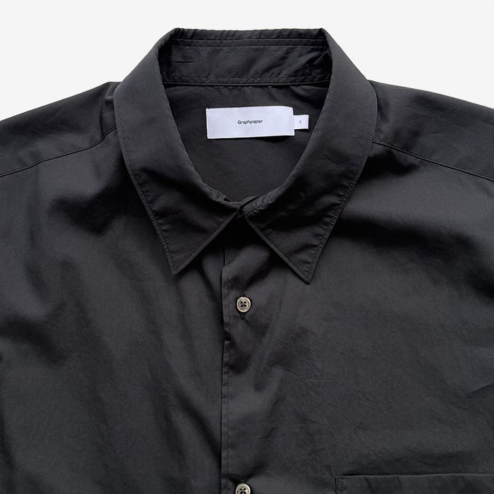 Broad S/S Oversized Regular Collar Shirt / Black
