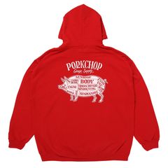 PORK BACK HOODIE / RED×WHITE / ポークパーカー