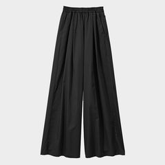 Women / Silicon Poplin Two Tuck Easy Wide Pants / Black
