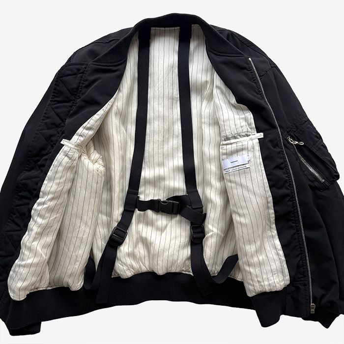 Fulled Wool Twill Flight Jacket / Black