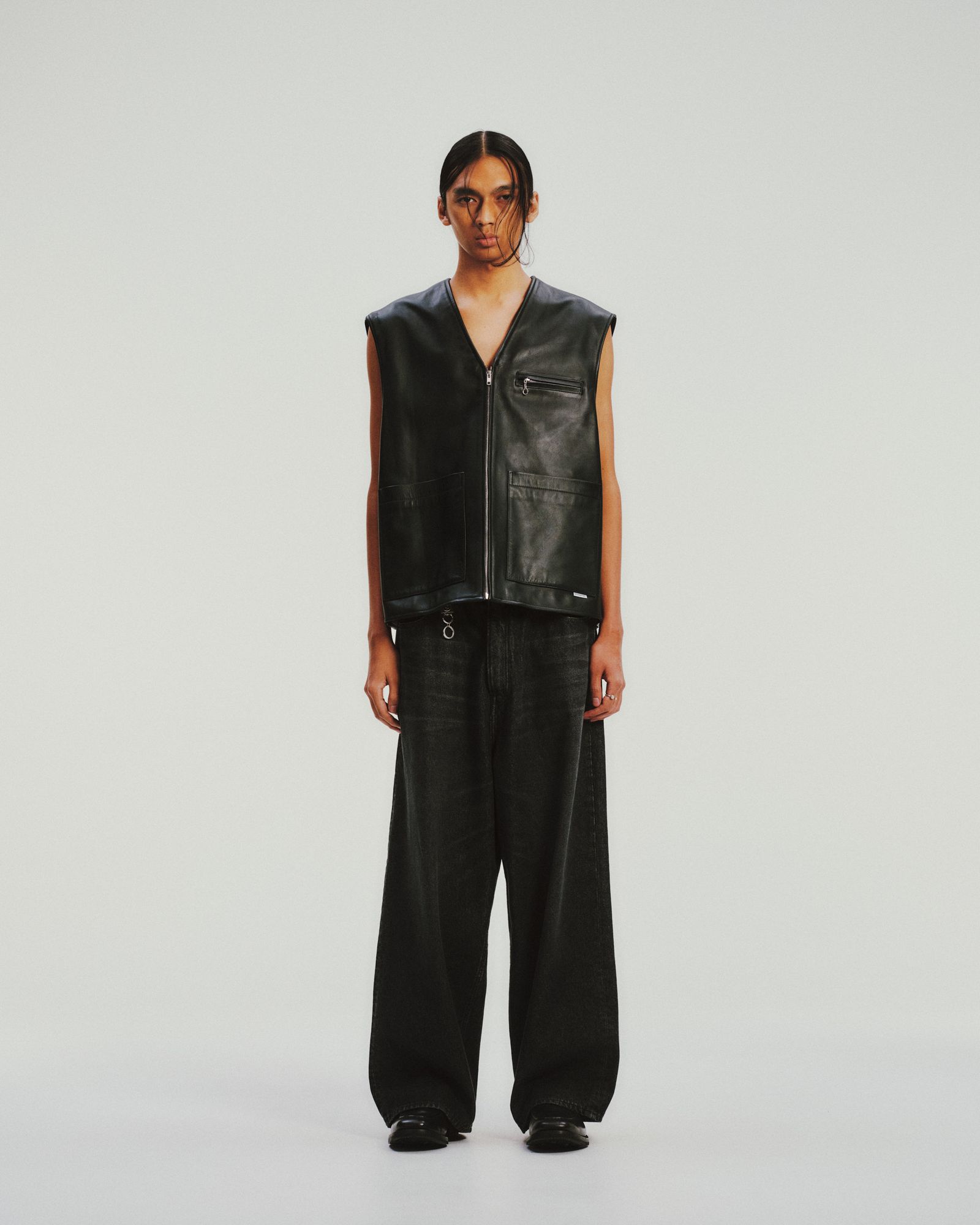 12.5oz Denim 5 Pocket Square Leg Pants / BLACK AGING FADE /  デニムパンツ / CTE-26S115