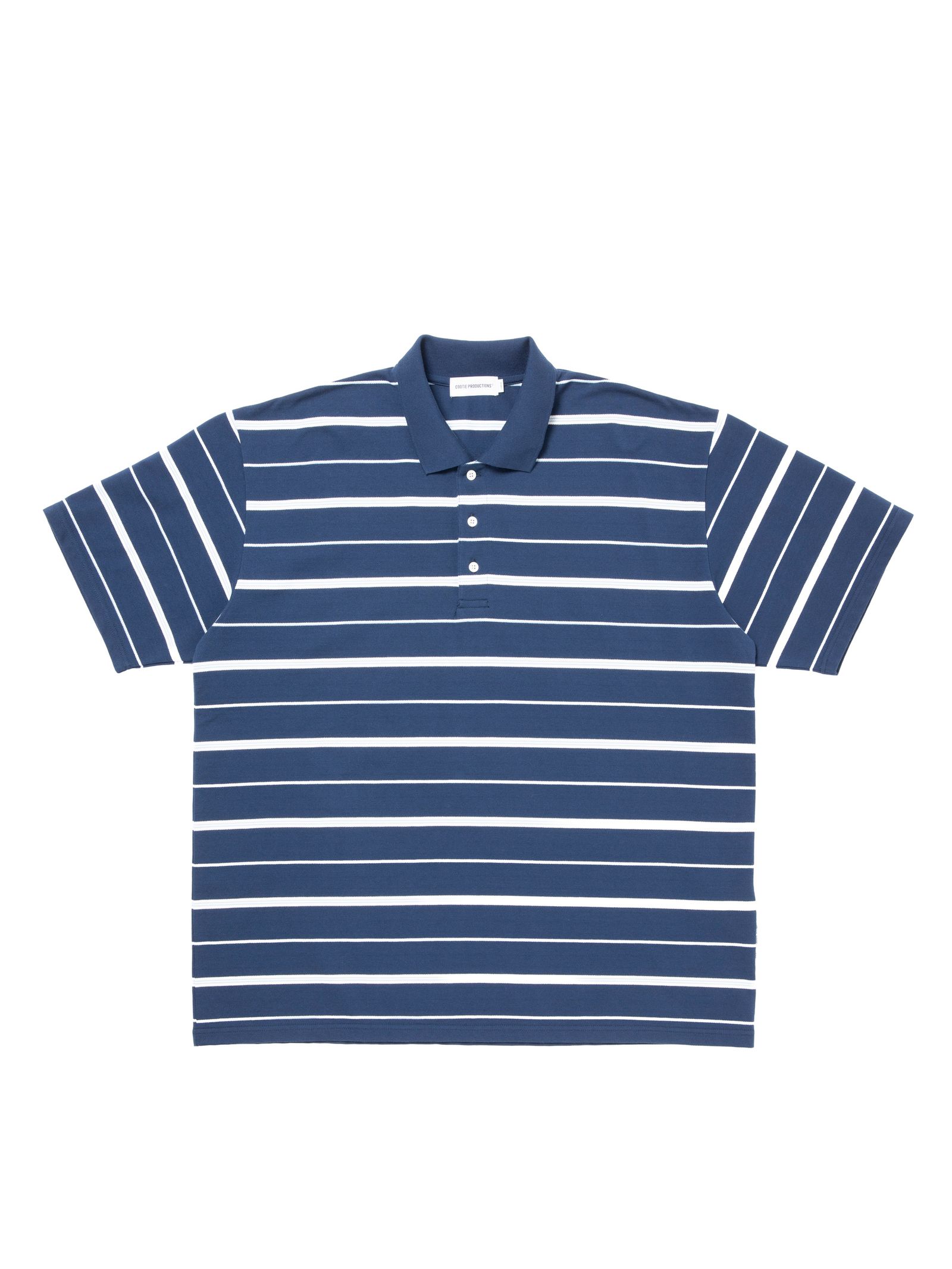 Moss Stitch Border S/S Polo / NAVY /  ボーダーS/Sポロシャツ