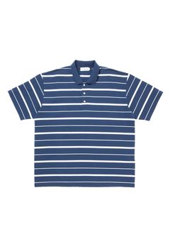 Moss Stitch Border S/S Polo / NAVY /  ボーダーS/Sポロシャツ