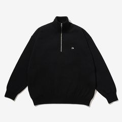 THERMAL JERSEY HALF ZIP KNIT / BLACK