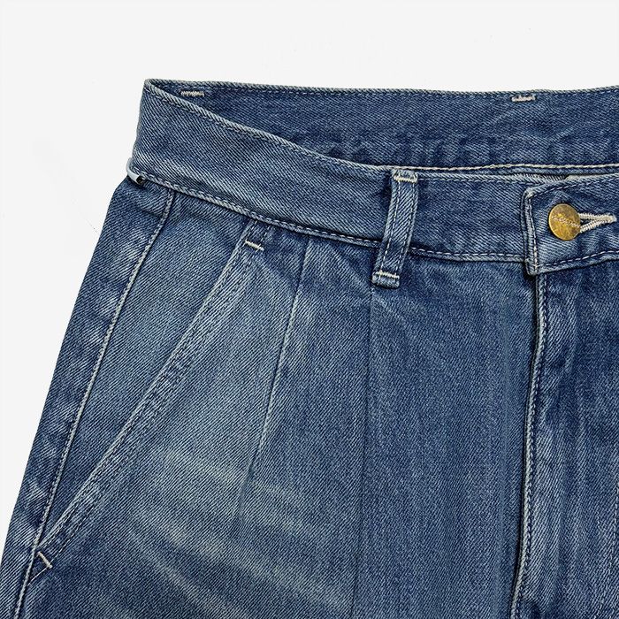 Unisex / Selvage Denim Two Tuck Pants -LIGHT FADE- / INDIGO LIGHT FADE