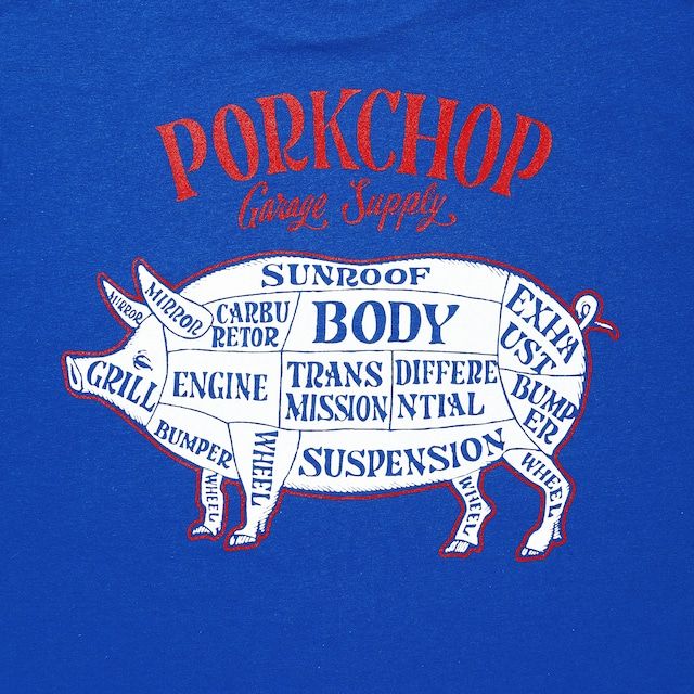 PORK BACK TEE / BLUE×RDWH / プリント ティーシャツ