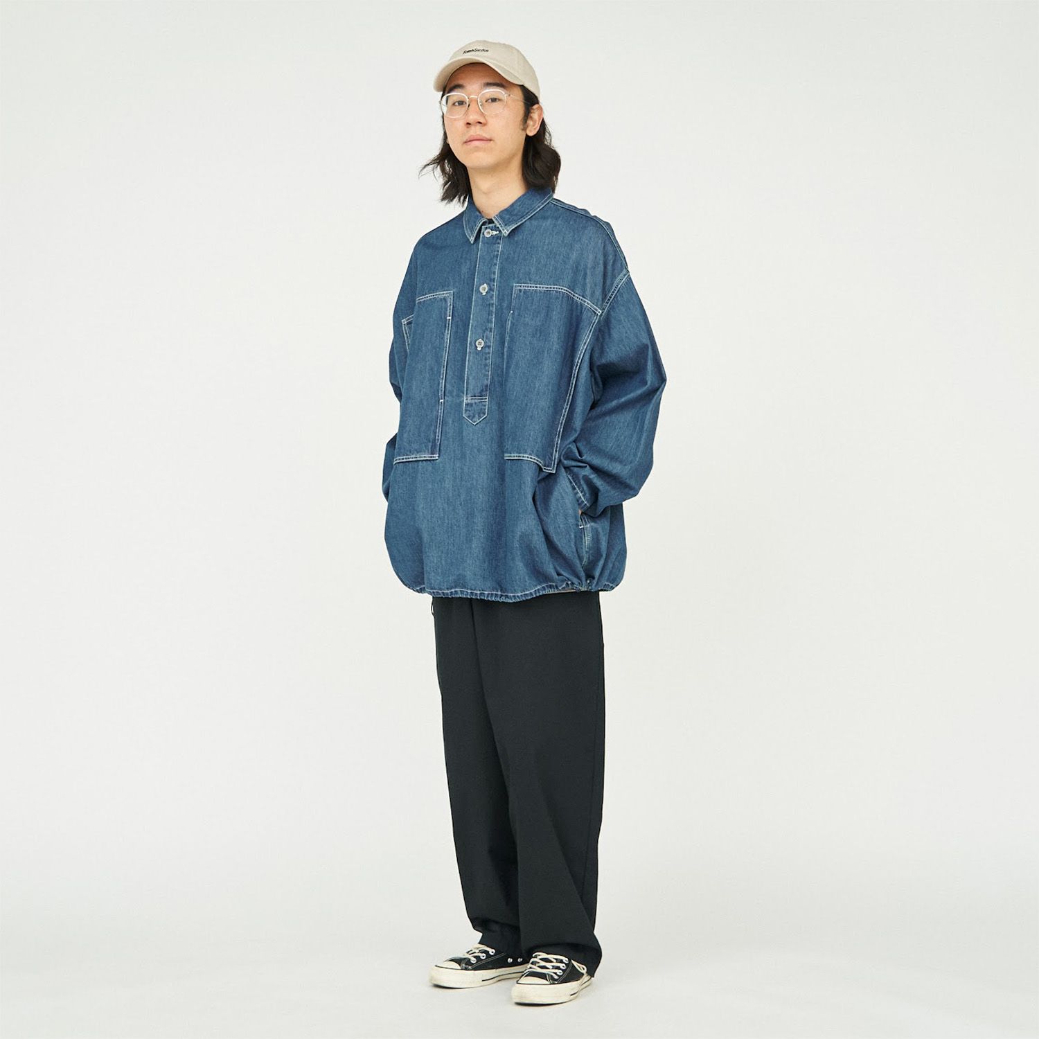 DENIM PULLOVER SHIRT / FADE INDIGO