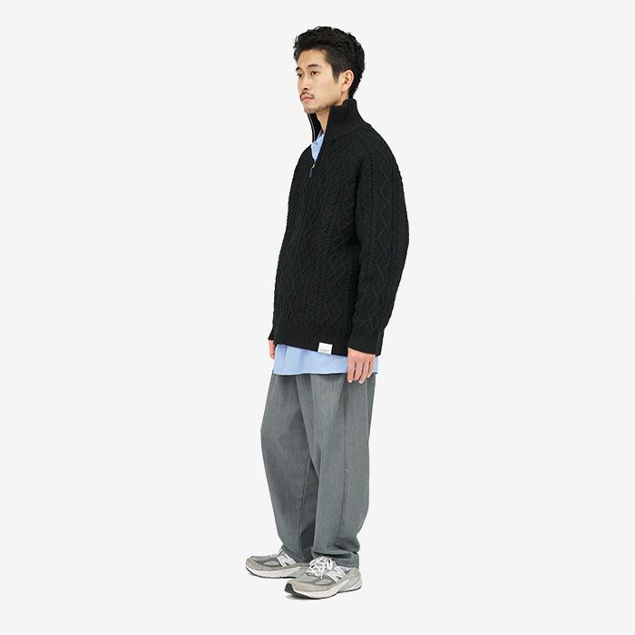 SHETLAND WOOL x SOLOTEX® TECH FISHERMAN ZIP-UP / BLACK