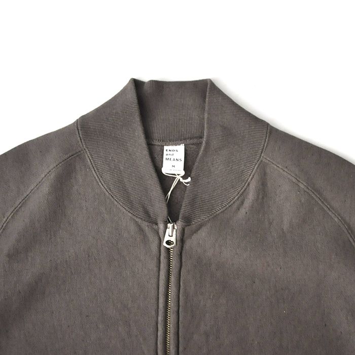 Zip Rib Neck Sweat / Slate Gray