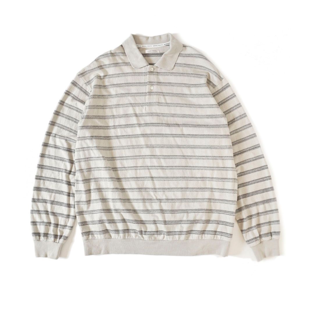 UNIVERSAL PRODUCTS - KASURI BORDER L/S POLO / GRAY | Stripe Online