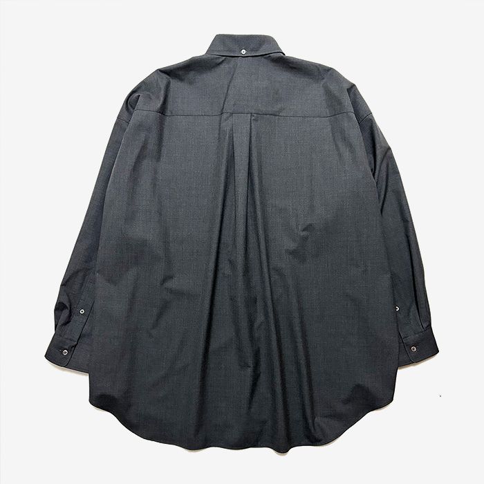 Fine Wool Heather Oversized L/S B.D Shirt / Charcoal