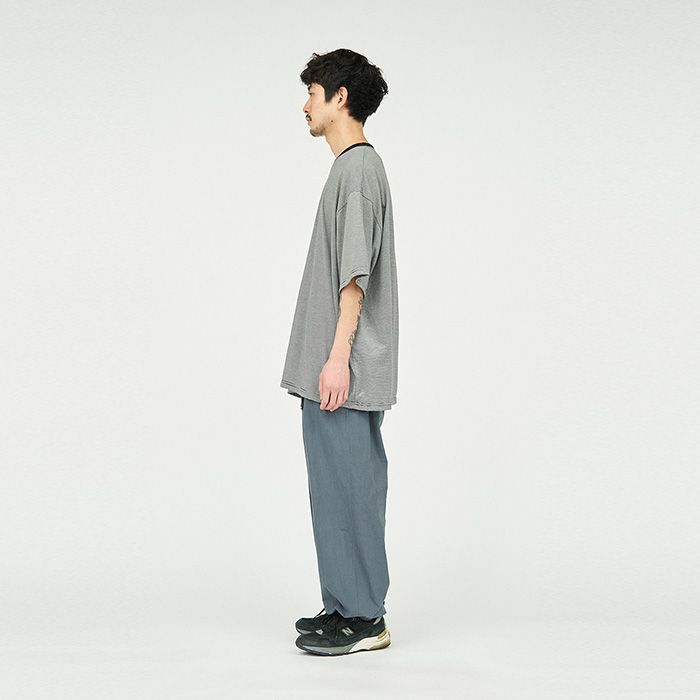 MICRO BORDER S/S TEE / WHITE × NAVY