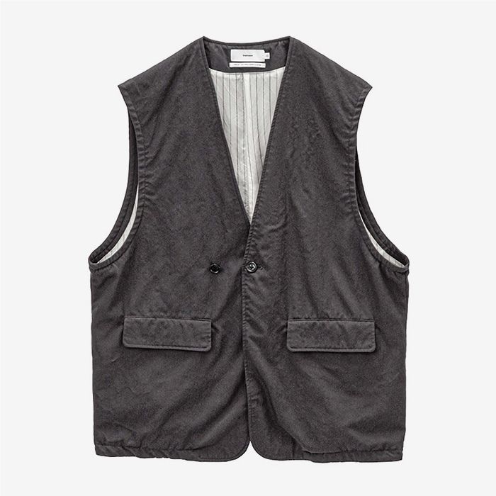 Fulled Wool Twill Adjustable Vest / Charcoal