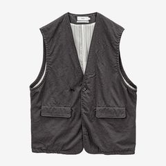 Fulled Wool Twill Adjustable Vest / Charcoal