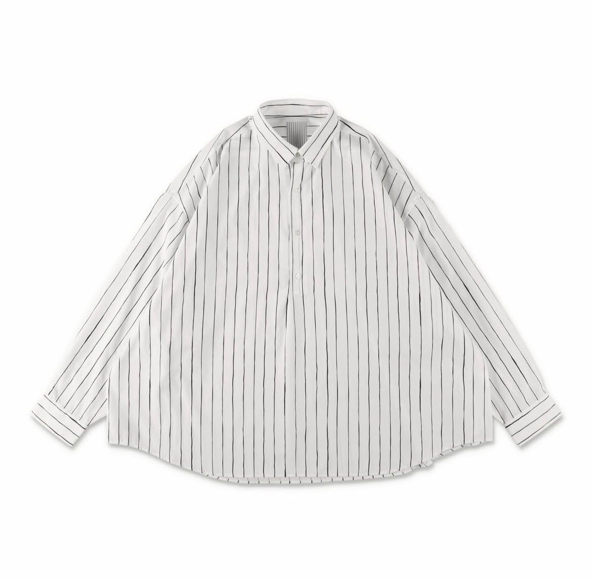 P/C STRIPE PULL OVER SHIRT | WHITE