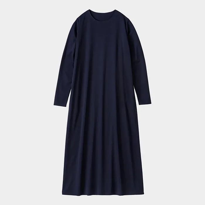 Women / Fine Smooth L/S Crew Neck Dress / Navy