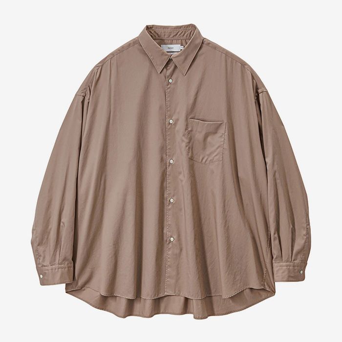 Silicon Poplin Oversized Regular Collar Shirt / Taupe