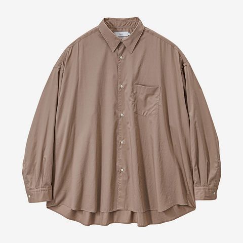 Silicon Poplin Oversized Regular Collar Shirt / Taupe