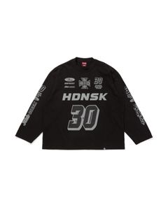 Racing L/S Tee(Loose Fit) / BLACK / プリントロングスリーブティー