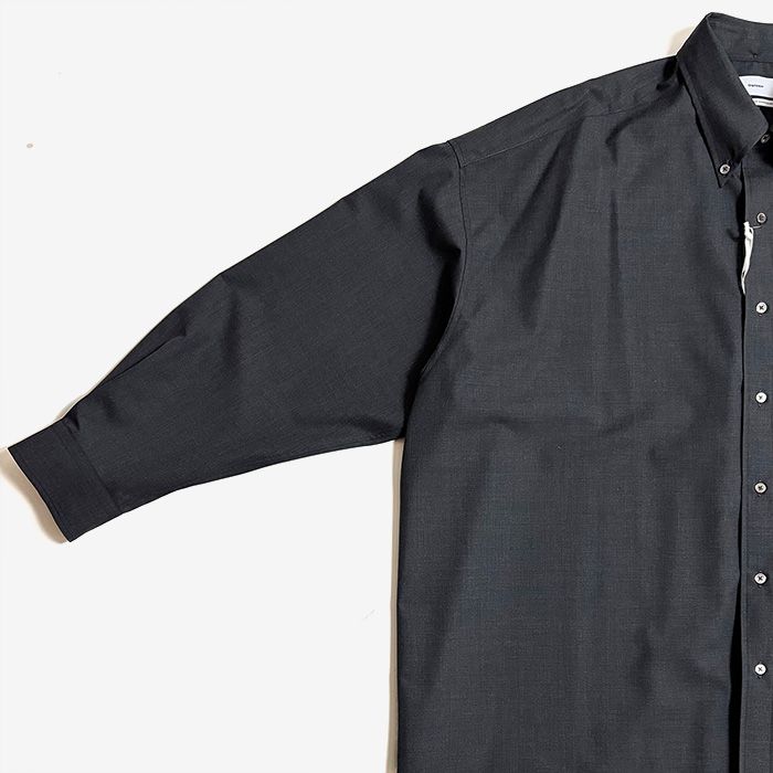 Fine Wool Heather Oversized L/S B.D Shirt / Charcoal