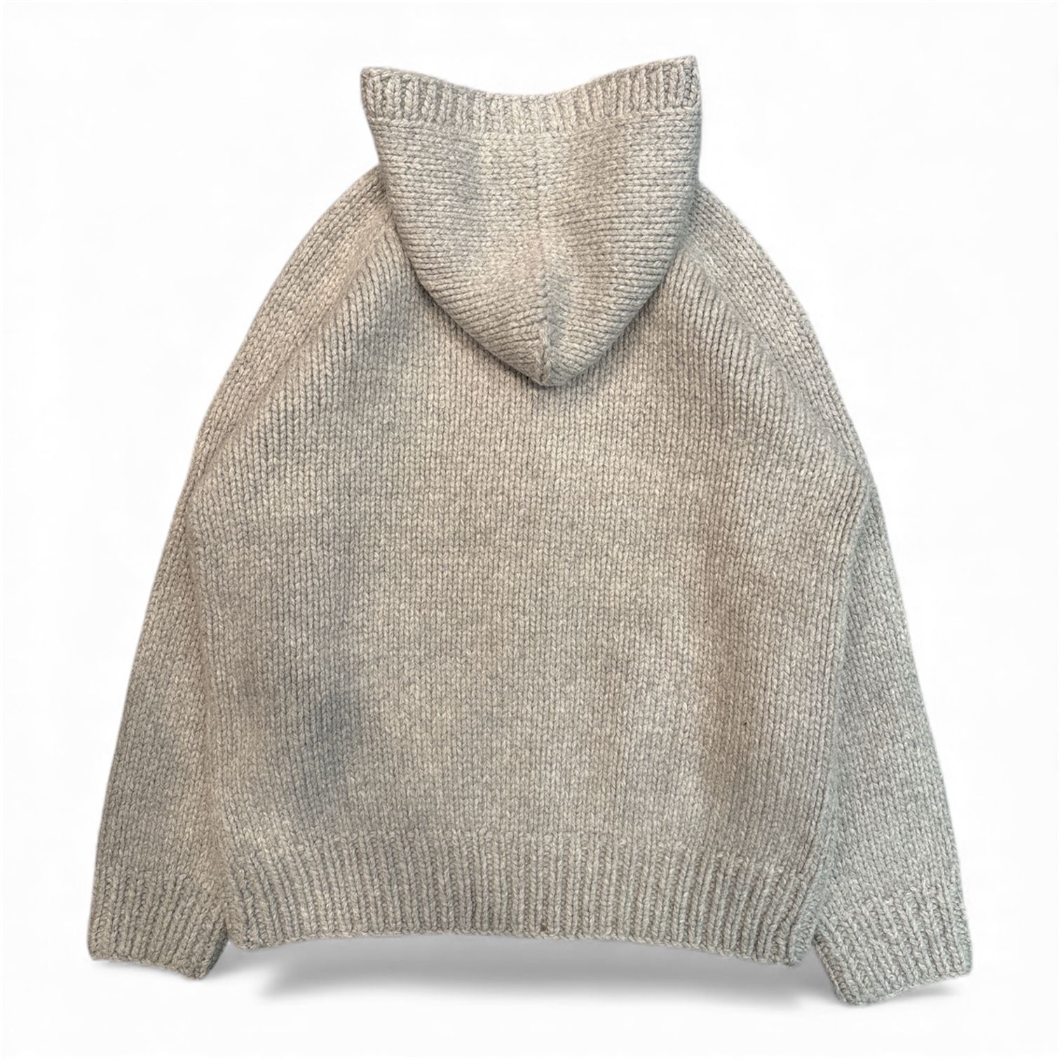 WANDERER HAND-KNIT HOODED SWEATER WOOL YARN / GRAY