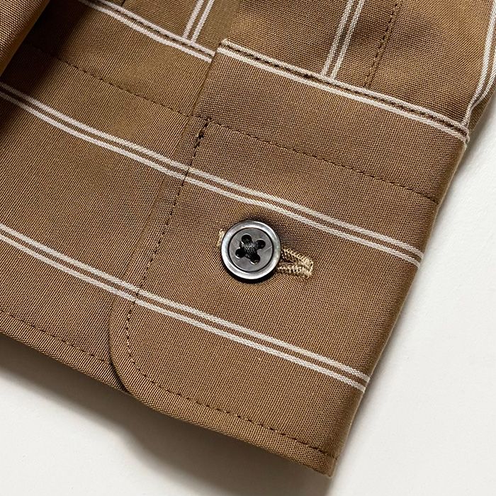SIDOGRAS Brown Stripe L/S Oversized Regular Collar Shirt / Brown