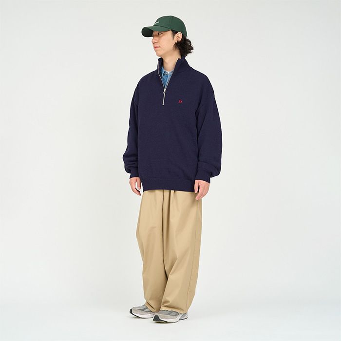 THERMAL JERSEY HALF ZIP KNIT / NAVY