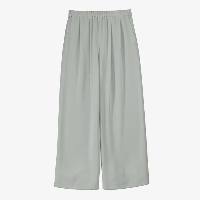 Women / Satin Easy Wide Pants / Pale Green