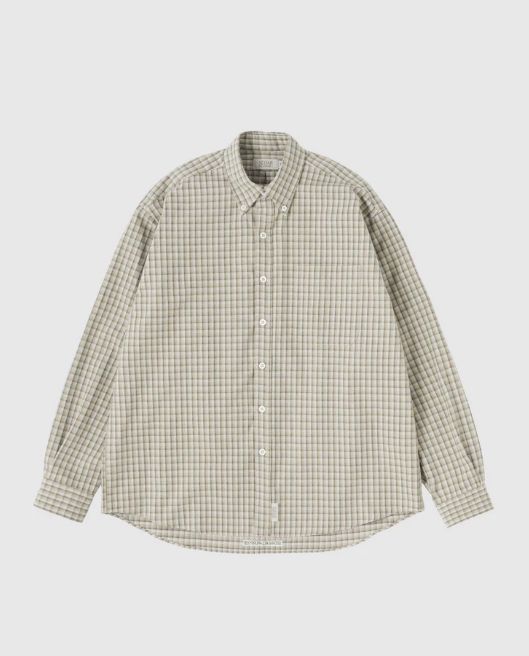 TWILL PLAID BIG BD SHIRT / Beige x Grey
