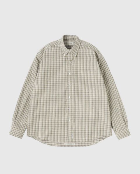 TWILL PLAID BIG BD SHIRT / Beige x Grey