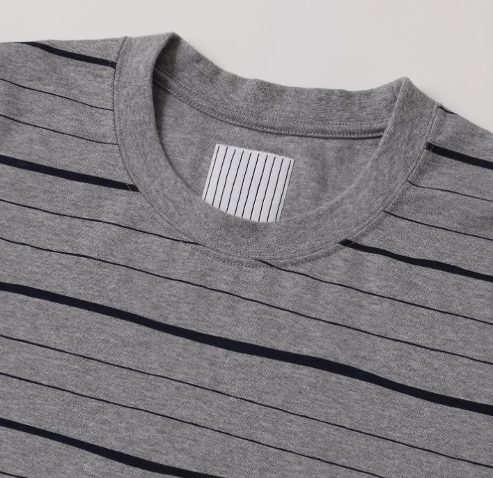 SUPER BIG MIX SIDE STRIPES SS TEE | Grey-Navy